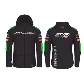 Sweat Enfant Team Bud Racing à Capuche Zippé Team 24 vert/Noir