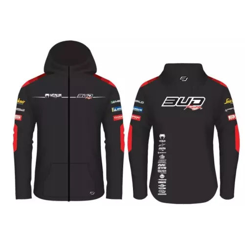 Sweat Enfant Team Bud Racing à Capuche Zippé Team 24 rouge/Noir