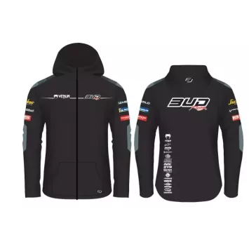 Sweat Enfant Team Bud Racing à Capuche Zippé Team 24 gris/Noir
