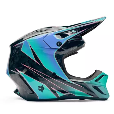 Casque FOX V3 RS CANVAS Noir Bleu Cyan