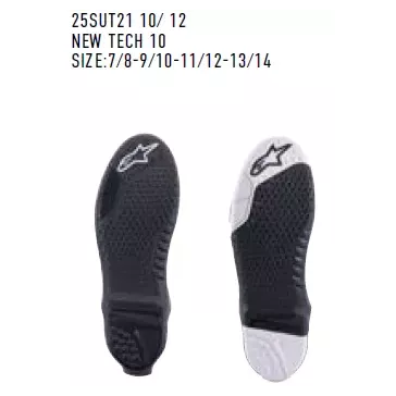 Semelles Alpinestars Blanc Noir Tech 10 (Depuis 2020)