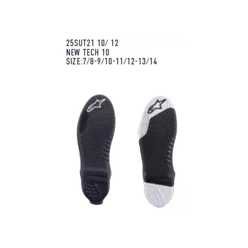 Semelles Alpinestars Blanc Noir Tech 10 (Depuis 2020)
