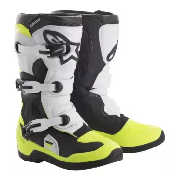 Bottes enfants ALPINESTARS TECH 3S noir blanc fluo