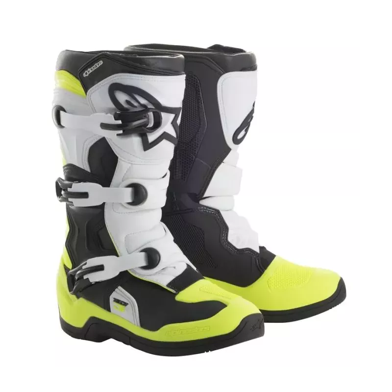 Bottes enfants ALPINESTARS TECH 3S noir blanc fluo
