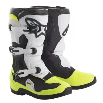 Bottes enfants ALPINESTARS TECH 3S noir blanc fluo