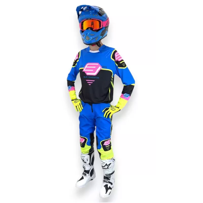 TENUE BUD racing Soldier Bleu Noir Rose Jaune