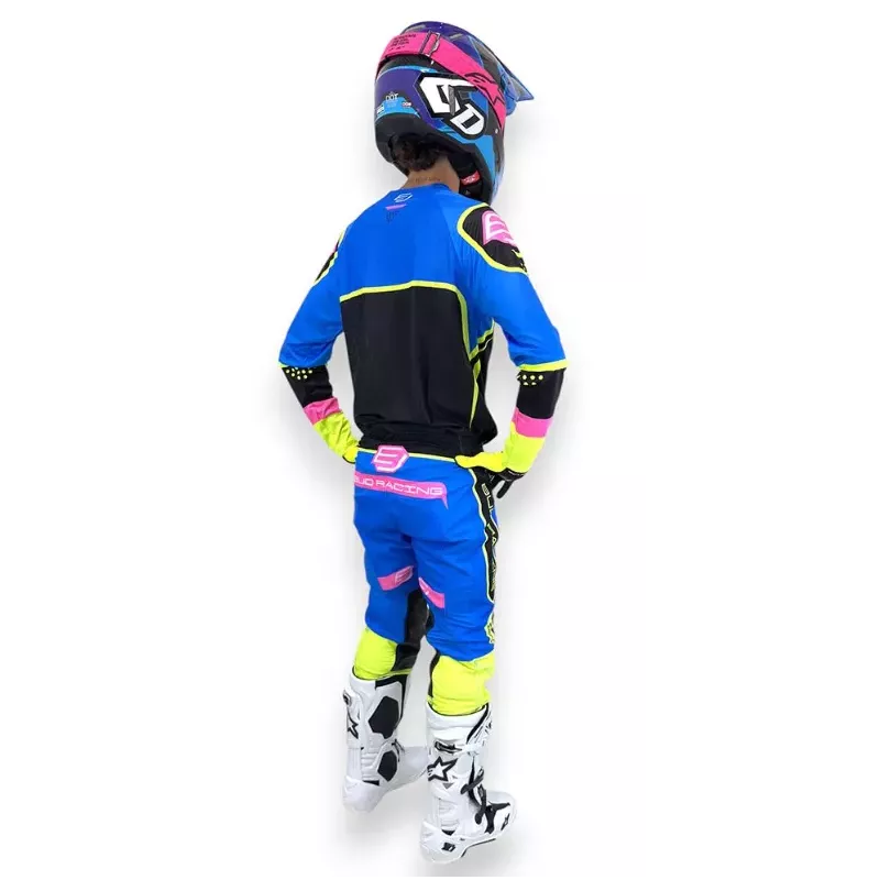 TENUE BUD racing Soldier Bleu Noir Rose Jaune