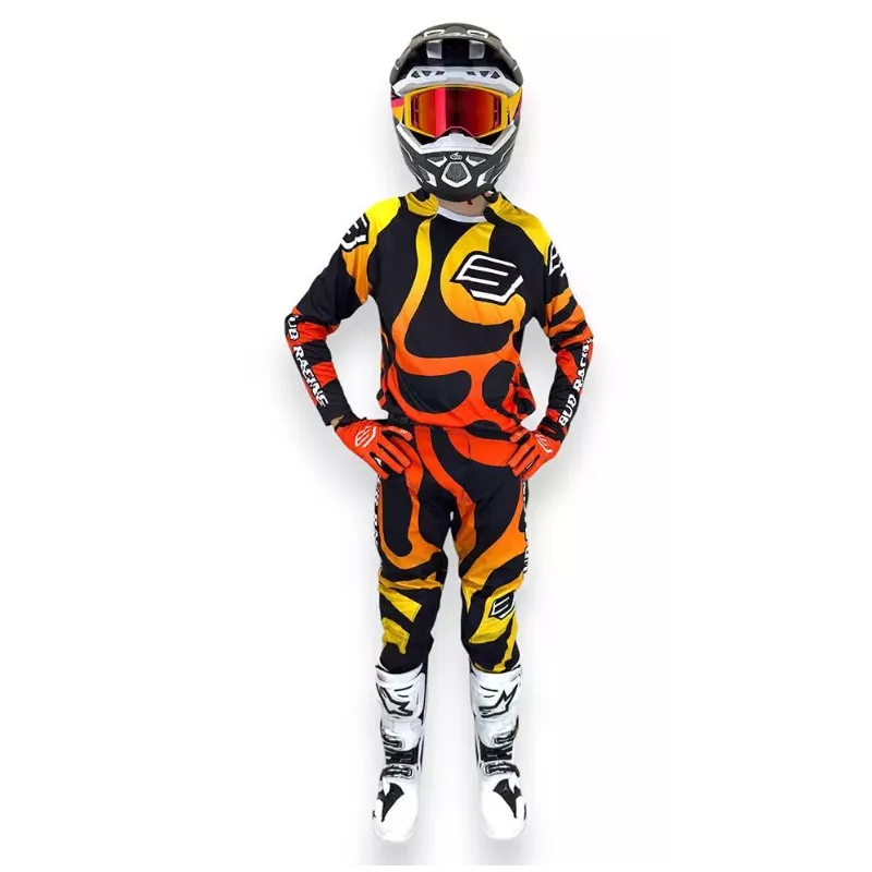 TENUE ENFANT BUD Racing Lava Noir Orange Jaune