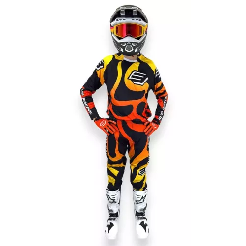 TENUE ENFANT BUD Racing Lava Noir Orange Jaune