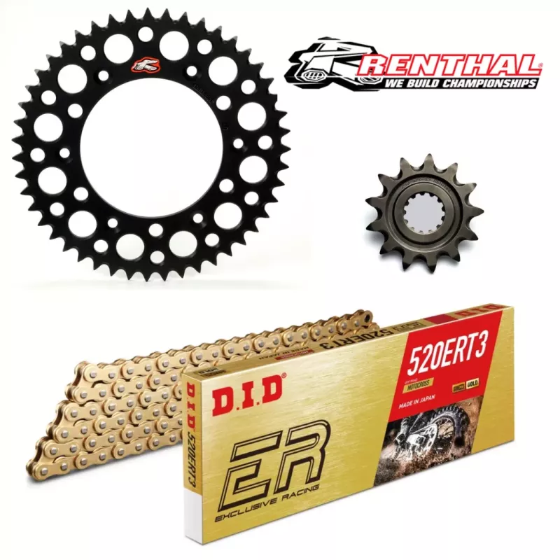 kit chaine 4MXParts RENTHAL - DID pour TRIUMPH 250 / 450 TF-X