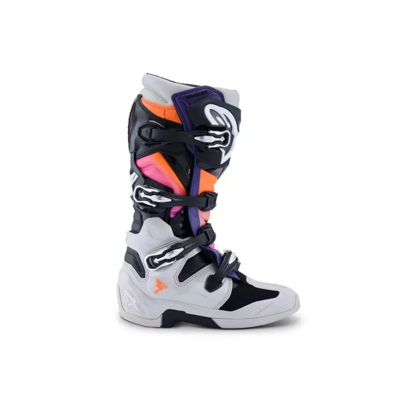 Bottes Alpinestars Tech 7 Gris Clair Orange Fluo Magenta