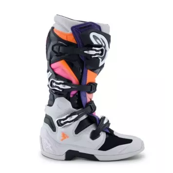 Bottes Alpinestars Tech 7 Gris Clair Orange Fluo Magenta