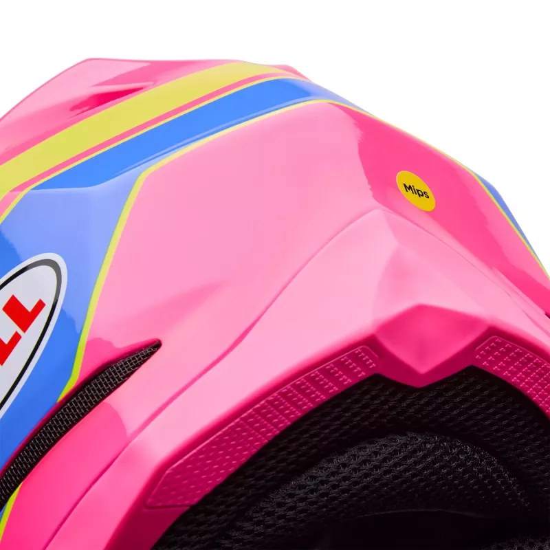 Casque BELL Moto-10 Mips Falcon - Rose Bleu Jaune 2026 Casque BELL Moto-10 Mips Falcon - Rose Bleu Jaune 2026