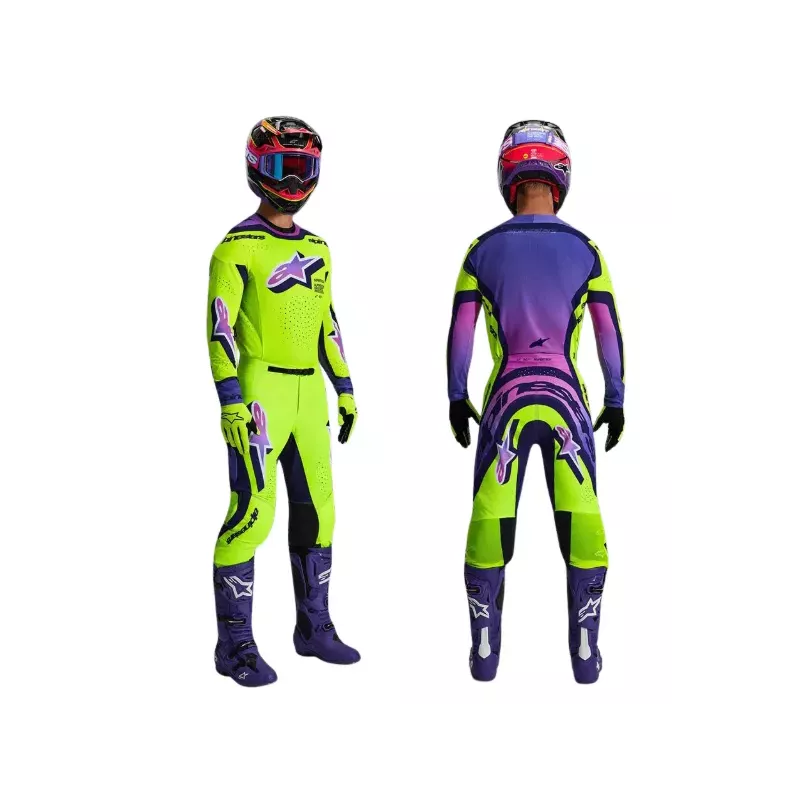 Tenue Complète Alpinestars Supertech Pro Vista Jaune Violet