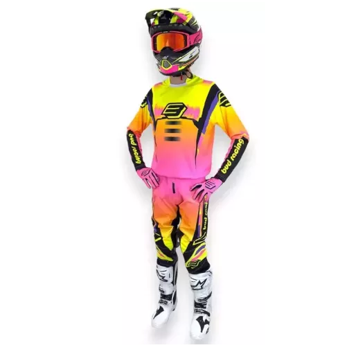TENUE ENFANT BUD Racing Champion's Jaune Rose Noir