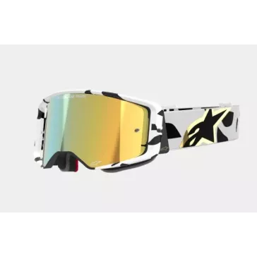 Masque Alpinestars Supertech Edition Corp Blanc Or écran miroir Or