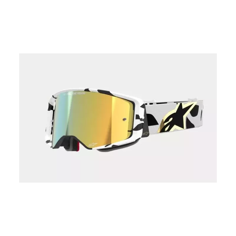 Masque Alpinestars Supertech Edition Corp Blanc Or écran miroir Or