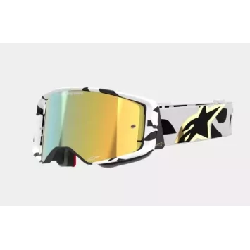 Masque Alpinestars Supertech Edition Corp Blanc Or écran miroir Or