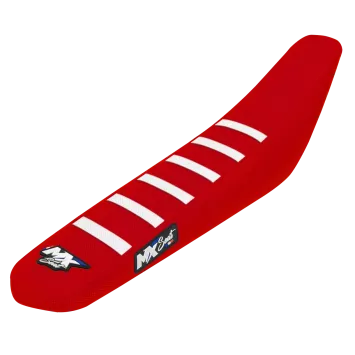 Housse de selle MX SEAT HONDA 6 ribs Rouge bandes blanche