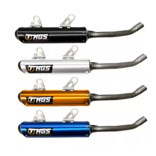 Silencieux HGS 65 SX-TC-MC 24-25 anodisé de couleur NOIR / BLEU / ORANGE