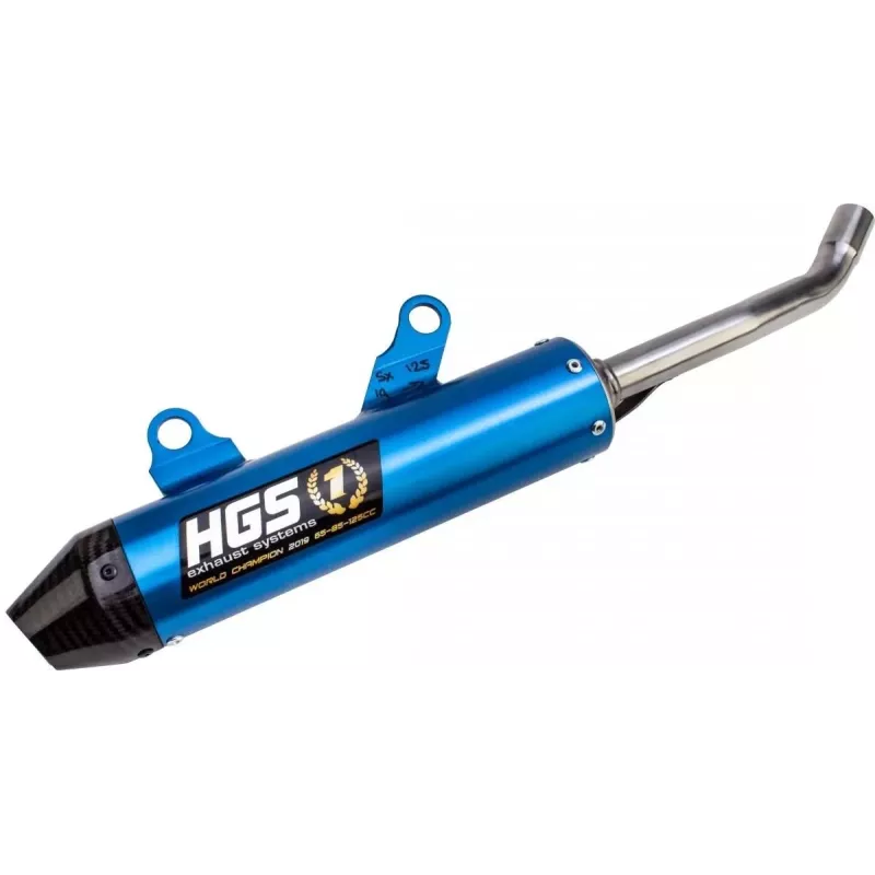 silencieux HGS 125 YZ 22-24 alu bleu embout carbon