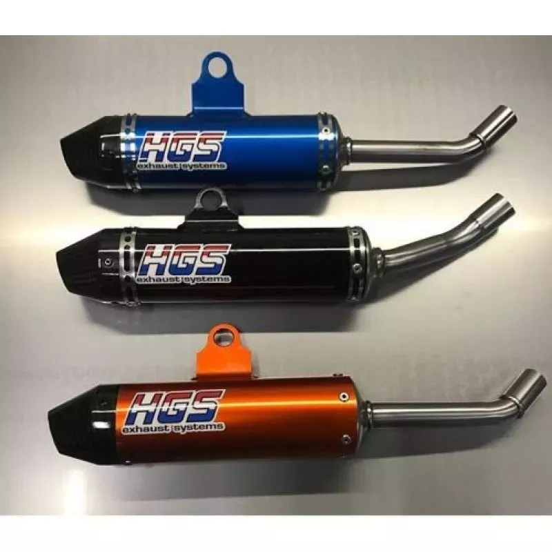 silencieux HGS alu/embout carbone 125 SX 19-22, 125 TC 19-22, 125 MC 2021-2022 bleu