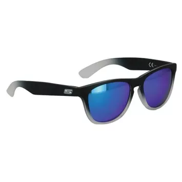 S-Line - Lunettes De Soleil Noire Mat Nuancé Gris - Verres Miroir Bleu
