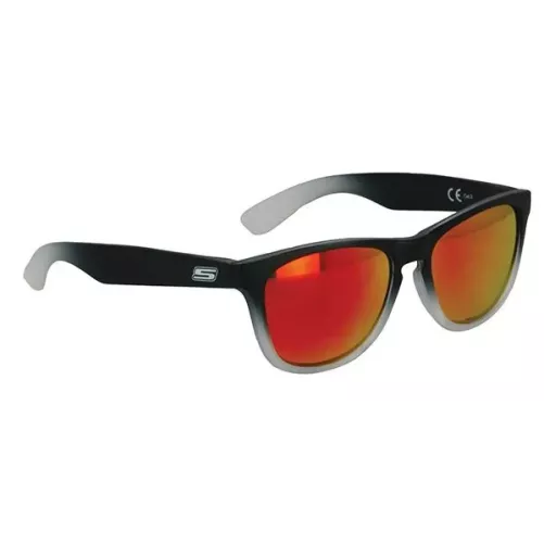 S-Line - Lunettes De Soleil Noire Mat Nuancé Gris - Verres Miroir Or/Reflets Rouge