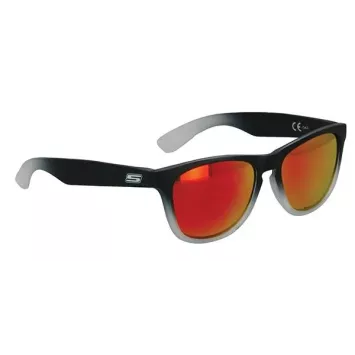 S-Line - Lunettes De Soleil Noire Mat Nuancé Gris - Verres Miroir Or/Reflets Rouge