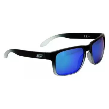 Lunettes De Soleil Noire Mat Nuancé Gris - Verres Miroir Bleu/Reflets vert Cat. 3 - CE 100% UV Protection
