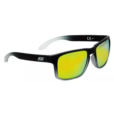 Lunettes De Soleil Noire Mat Dégradé - Verres Miroir Or Cat. 3 - CE 100% UV PROTECTION