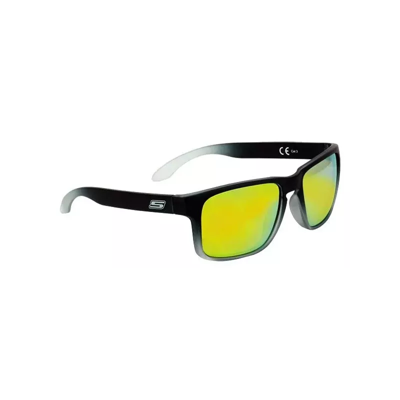 Lunettes De Soleil Noire Mat Dégradé - Verres Miroir Or Cat. 3 - CE 100% UV PROTECTION
