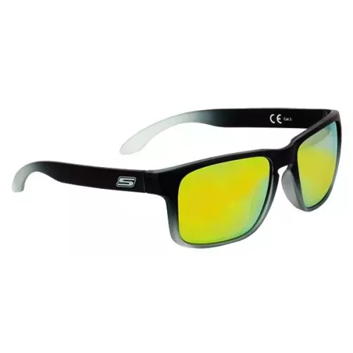Lunettes De Soleil Noire Mat Dégradé - Verres Miroir Or Cat. 3 - CE 100% UV PROTECTION