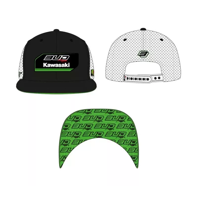 Casquette BUD RACING Kawasaki Blanc Vert