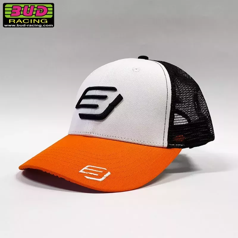 Casquette BUD RACING BASIC orange blanc