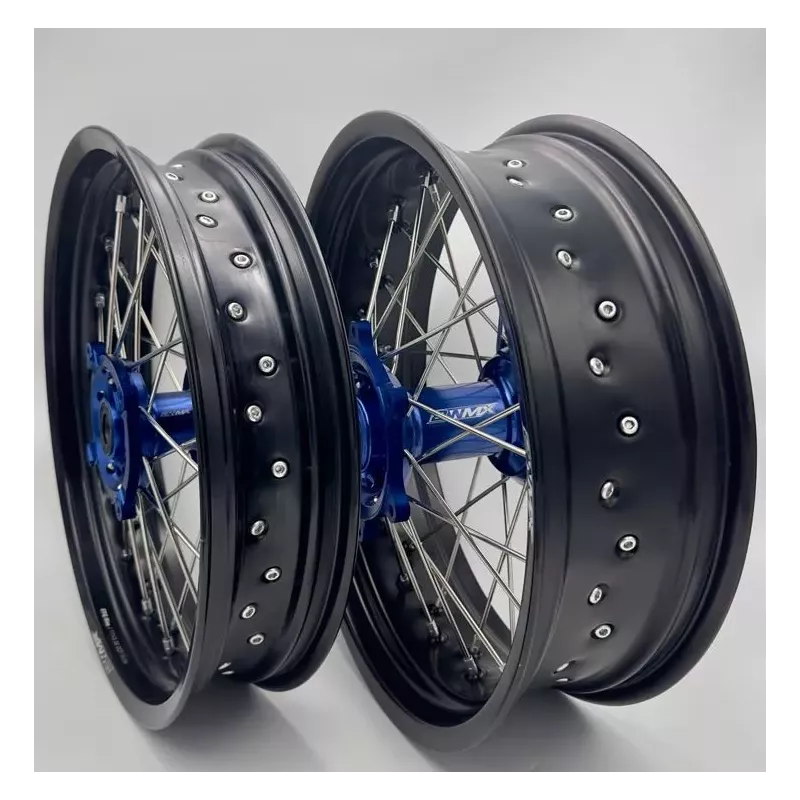 paire de roues supermotard 2WMX SHERCO SE/F 13-23 bleu noir