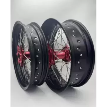 paire de roues supermotard 2WMX BETA RR 13-24 rouge noir