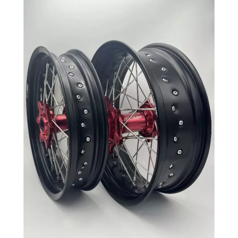 paire de roues supermotard 2WMX BETA RR 13-24 rouge noir