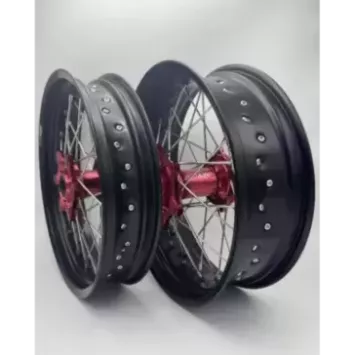 paire de roues supermotard 2WMX BETA RR 13-24 rouge noir